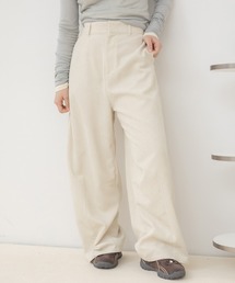 【Original】コーデュロイカーブパンツ / コーデュロイ カーブパンツ ワイドパンツ ロングパンツ ハイウエストパンツ レディース ボトムス カジュアル 体型カバー 脚長パンツ 秋服 冬服 春服 カラーパンツ ワイドシルエット オフィスカジュアル 韓国 ノームコア ブラウン ピンク ブラック アイボリー