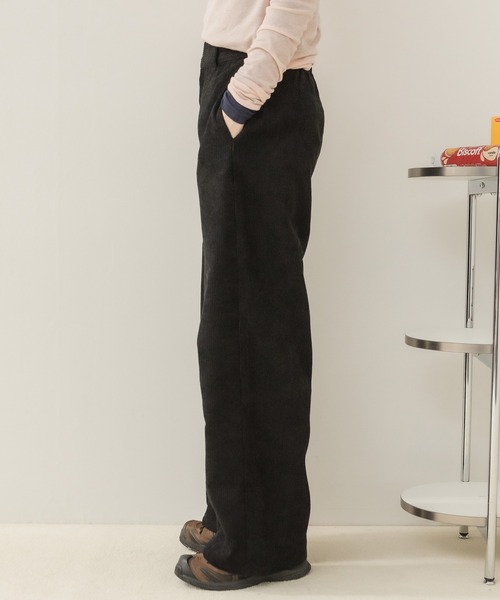 HEILIS(ヘイリス)の「【Original】コーデュロイカーブパンツ / コーデュロイ カーブパンツ ワイドパンツ ロングパンツ ハイウエストパンツ レディース ボトムス カジュアル 体型カバー 脚長パンツ 秋服 冬服 春服 カラーパンツ ワイドシルエット オフィスカジュアル 韓国 ノームコア ブラウン ピンク ブラック アイボリー(その他パンツ・レディース・ピンク/ブラウン/アイボリー/ブラック・FREE)」の6枚目の写真