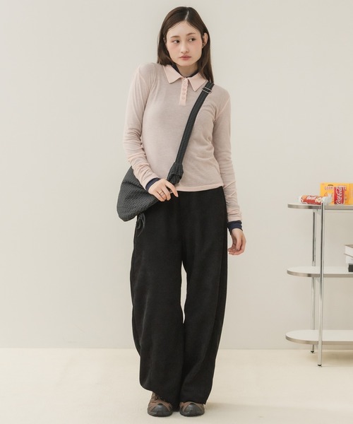 HEILIS(ヘイリス)の「【Original】コーデュロイカーブパンツ / コーデュロイ カーブパンツ ワイドパンツ ロングパンツ ハイウエストパンツ レディース ボトムス カジュアル 体型カバー 脚長パンツ 秋服 冬服 春服 カラーパンツ ワイドシルエット オフィスカジュアル 韓国 ノームコア ブラウン ピンク ブラック アイボリー(その他パンツ・レディース・ピンク/ブラウン/アイボリー/ブラック・FREE)」の9枚目の写真