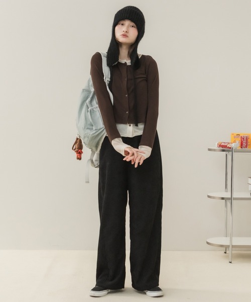 HEILIS(ヘイリス)の「【Original】コーデュロイカーブパンツ / コーデュロイ カーブパンツ ワイドパンツ ロングパンツ ハイウエストパンツ レディース ボトムス カジュアル 体型カバー 脚長パンツ 秋服 冬服 春服 カラーパンツ ワイドシルエット オフィスカジュアル 韓国 ノームコア ブラウン ピンク ブラック アイボリー(その他パンツ・レディース・ピンク/ブラウン/アイボリー/ブラック・FREE)」の12枚目の写真
