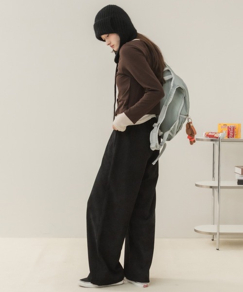 HEILIS(ヘイリス)の「【Original】コーデュロイカーブパンツ / コーデュロイ カーブパンツ ワイドパンツ ロングパンツ ハイウエストパンツ レディース ボトムス カジュアル 体型カバー 脚長パンツ 秋服 冬服 春服 カラーパンツ ワイドシルエット オフィスカジュアル 韓国 ノームコア ブラウン ピンク ブラック アイボリー(その他パンツ・レディース・ピンク/ブラウン/アイボリー/ブラック・FREE)」の13枚目の写真