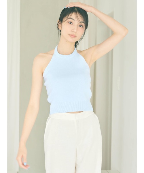 BLUE×PALANG(ブルーパラン)の「【NEW】MELLOW HALTER KNIT(Tシャツ/カットソー・レディース・ライトブルー/ダルブルー系・FREE)」の1枚目の写真