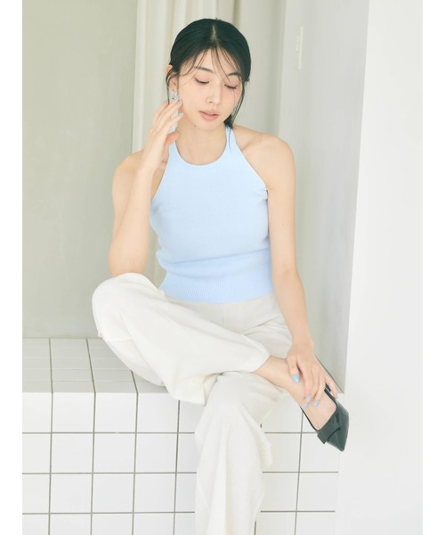BLUE×PALANG(ブルーパラン)の「【NEW】MELLOW HALTER KNIT(Tシャツ/カットソー・レディース・ライトブルー/ダルブルー系・FREE)」の4枚目の写真