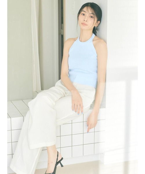 BLUE×PALANG(ブルーパラン)の「【NEW】MELLOW HALTER KNIT(Tシャツ/カットソー・レディース・ライトブルー/ダルブルー系・FREE)」の6枚目の写真