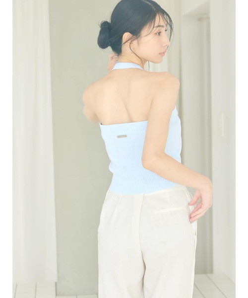 BLUE×PALANG(ブルーパラン)の「【NEW】MELLOW HALTER KNIT(Tシャツ/カットソー・レディース・ライトブルー/ダルブルー系・FREE)」の7枚目の写真