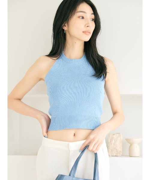 BLUE×PALANG(ブルーパラン)の「【NEW】MELLOW HALTER KNIT(Tシャツ/カットソー・レディース・ライトブルー/ダルブルー系・FREE)」の10枚目の写真
