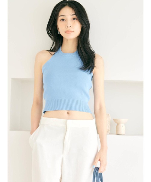 BLUE×PALANG(ブルーパラン)の「【NEW】MELLOW HALTER KNIT(Tシャツ/カットソー・レディース・ライトブルー/ダルブルー系・FREE)」の11枚目の写真