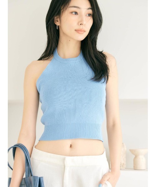 BLUE×PALANG(ブルーパラン)の「【NEW】MELLOW HALTER KNIT(Tシャツ/カットソー・レディース・ライトブルー/ダルブルー系・FREE)」の12枚目の写真