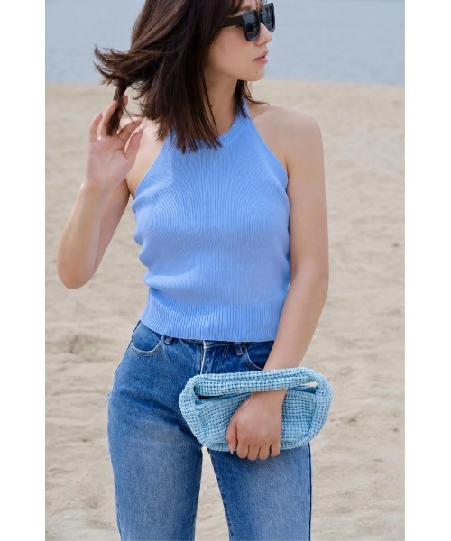 BLUE×PALANG(ブルーパラン)の「【NEW】MELLOW HALTER KNIT(Tシャツ/カットソー・レディース・ライトブルー/ダルブルー系・FREE)」の22枚目の写真