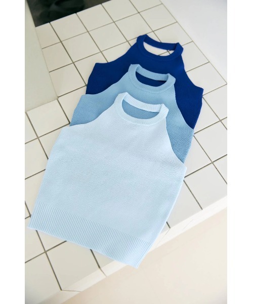BLUE×PALANG(ブルーパラン)の「【NEW】MELLOW HALTER KNIT(Tシャツ/カットソー・レディース・ライトブルー/ダルブルー系・FREE)」の16枚目の写真