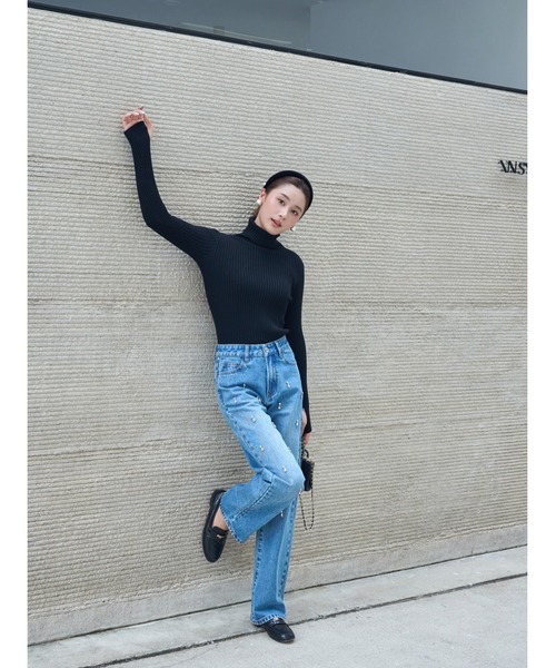 BIRTHDAY BASH(バースデイバッシュ)の「BB BIJOU STRAIGHT DENIM(ビジューストレートデニム)(デニムパンツ・レディース・ブルー・S/M/L)」の14枚目の写真