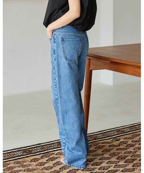 BIRTHDAY BASH(バースデイバッシュ)の「BB BIJOU STRAIGHT DENIM(ビジューストレートデニム)(デニムパンツ・レディース・ブルー・S/M/L)」の16枚目の写真