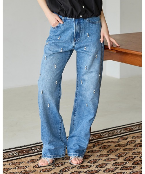 BIRTHDAY BASH(バースデイバッシュ)の「BB BIJOU STRAIGHT DENIM(ビジューストレートデニム)(デニムパンツ・レディース・ブルー・S/M/L)」の21枚目の写真