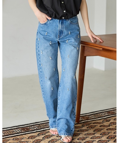 BIRTHDAY BASH(バースデイバッシュ)の「BB BIJOU STRAIGHT DENIM(ビジューストレートデニム)(デニムパンツ・レディース・ブルー・S/M/L)」の22枚目の写真