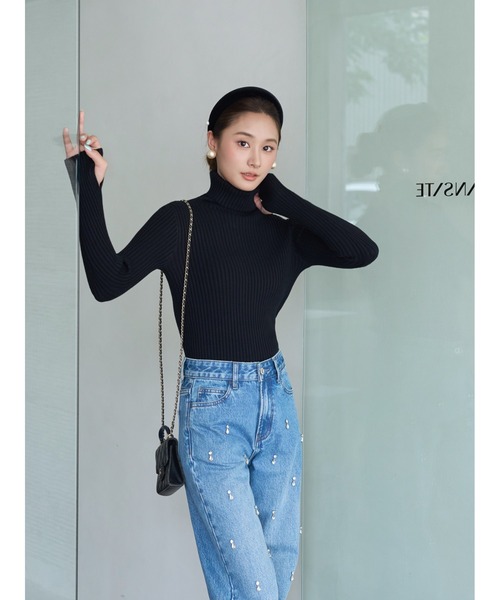 BIRTHDAY BASH(バースデイバッシュ)の「BB BIJOU STRAIGHT DENIM(ビジューストレートデニム)(デニムパンツ・レディース・ブルー・S/M/L)」の11枚目の写真