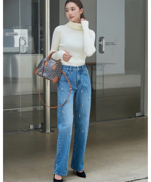 BIRTHDAY BASH(バースデイバッシュ)の「BB BIJOU STRAIGHT DENIM(ビジューストレートデニム)(デニムパンツ・レディース・ブルー・S/M/L)」の6枚目の写真