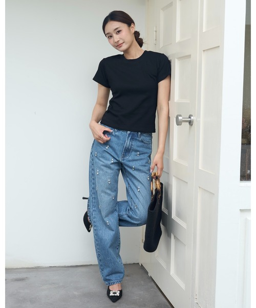 BIRTHDAY BASH(バースデイバッシュ)の「BB BIJOU STRAIGHT DENIM(ビジューストレートデニム)(デニムパンツ・レディース・ブルー・S/M/L)」の13枚目の写真