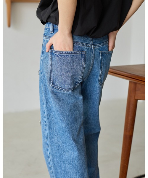 BIRTHDAY BASH(バースデイバッシュ)の「BB BIJOU STRAIGHT DENIM(ビジューストレートデニム)(デニムパンツ・レディース・ブルー・S/M/L)」の19枚目の写真