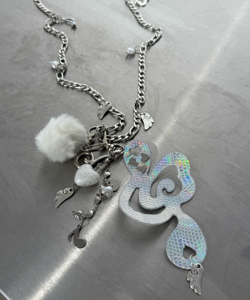 Never mind the XU / Chikashitsu+(ネバーマインド ザ エックスユー / チカシツプラス)の「【Nerd out XU】onpu necklace / 【ナードアウトエックスユー】音符チャームチェーンネックレス(ネックレス・レディース・ブルー・ONE SIZE)」の1枚目の写真