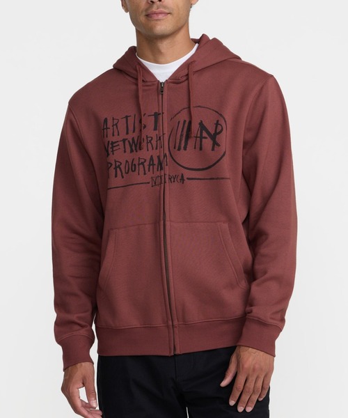 RVCA(ルーカ)の「RVCA メンズ HORTON ANP パーカー 【2026年秋冬モデル】/ルーカジップアップフーディー(パーカー・メンズ・バーガンディー/ブラック・SMALL/MEDIUM/LARGE/X-LARGE)」の2枚目の写真