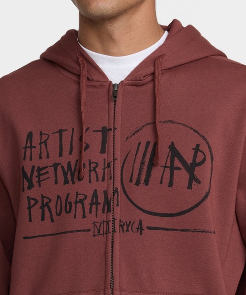 RVCA(ルーカ)の「RVCA メンズ HORTON ANP パーカー 【2026年秋冬モデル】/ルーカジップアップフーディー(パーカー・メンズ・バーガンディー/ブラック・SMALL/MEDIUM/LARGE/X-LARGE)」の6枚目の写真