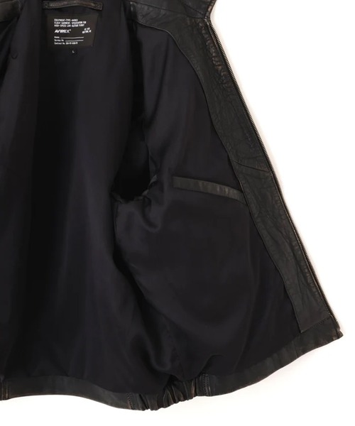 AVIREX(アヴィレックス)の「AVIREX -CL LEATHER JKT FLY FOR NAVY(ライダースジャケット・メンズ・ブラック・L/M/XL)」の4枚目の写真
