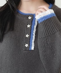 kutir（クティール）の「配色レースヘンリーネックニット（ニット/セーター）」