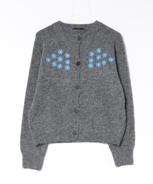 Ritzy(リッツィー)の「花柄刺繍 クルーネック ニットカーディガン(カーディガン/ボレロ・レディース・アイボリー/ダークグレー/グレー/パープル・FREE)」の12枚目の写真