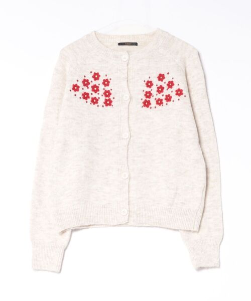 Ritzy(リッツィー)の「花柄刺繍 クルーネック ニットカーディガン(カーディガン/ボレロ・レディース・アイボリー/ダークグレー/グレー/パープル・FREE)」の13枚目の写真