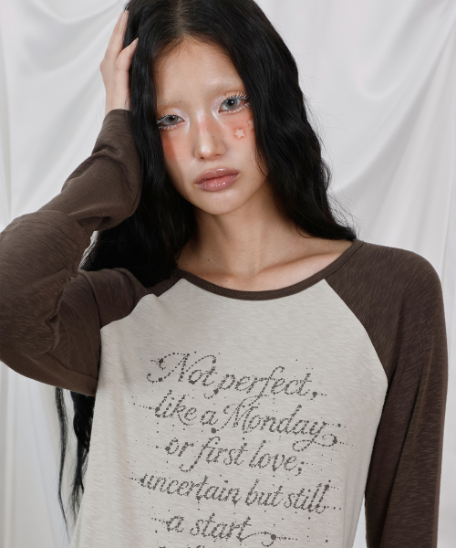 LMR(エルエムアール)の「LETTERING配色ラグラン長袖Tシャツ ベージュ(Tシャツ/カットソー・レディース・ベージュ・MEDIUM/SMALL)」の6枚目の写真