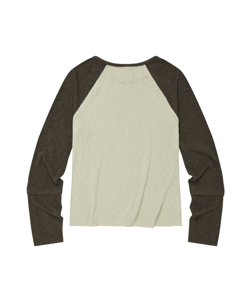 LMR(エルエムアール)の「LETTERING配色ラグラン長袖Tシャツ ベージュ(Tシャツ/カットソー・レディース・ベージュ・MEDIUM/SMALL)」の4枚目の写真