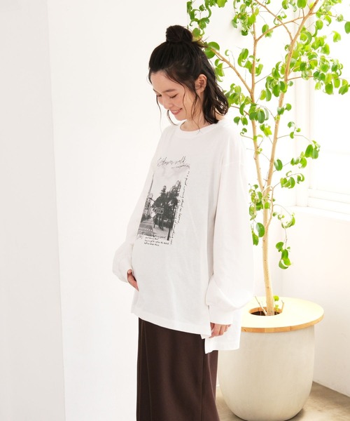LEPSIM(レプシィム)の「【産前・産後対応】マタニティ/フォトプリント長袖T 1069220(マタニティウェア/グッズ・レディース・チャコールグレー/オフホワイト・FREE)」の20枚目の写真