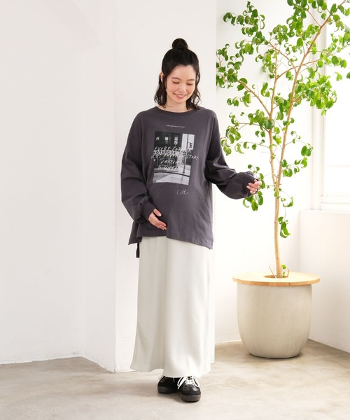 LEPSIM(レプシィム)の「【産前・産後対応】マタニティ/フォトプリント長袖T 1069220(マタニティウェア/グッズ・レディース・チャコールグレー/オフホワイト・FREE)」の7枚目の写真