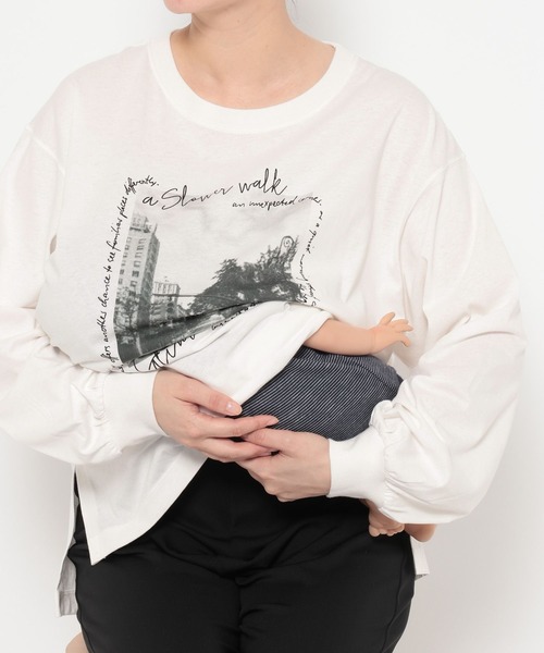LEPSIM(レプシィム)の「【産前・産後対応】マタニティ/フォトプリント長袖T 1069220(マタニティウェア/グッズ・レディース・チャコールグレー/オフホワイト・FREE)」の16枚目の写真