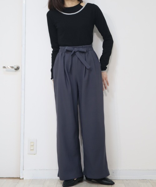 DISKEEN SURE(ディスキーンシュアー)の「インスタイルが即映える!ジャージタッチウエストリボンワイドパンツ(その他パンツ・レディース・キャメル/ブラック/ブラウン/グレー・FREE)」の10枚目の写真