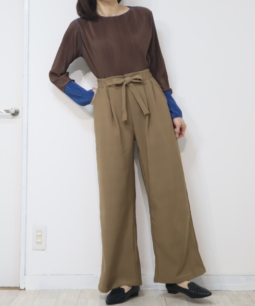 DISKEEN SURE(ディスキーンシュアー)の「インスタイルが即映える!ジャージタッチウエストリボンワイドパンツ(その他パンツ・レディース・キャメル/ブラック/ブラウン/グレー・FREE)」の18枚目の写真
