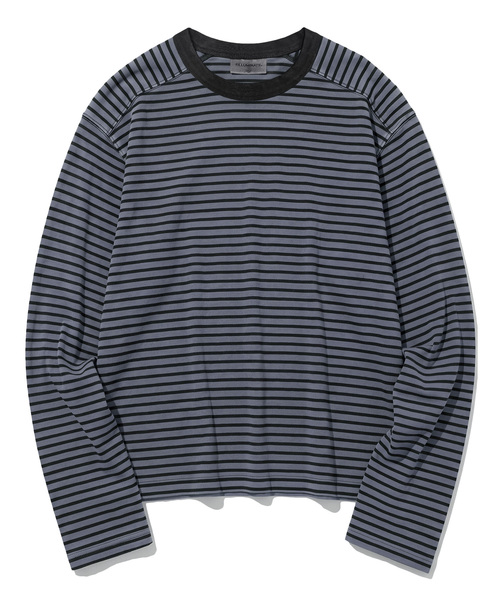 F.ILLUMINATE（フィルミネイト）の「PIGMENT ストライプ ロングスリーブ-3色（Tシャツ/カットソー・メンズ・ネイビー/ワイン/ダークグレー・LARGE/SMALL/MEDIUM）」の2枚目の写真