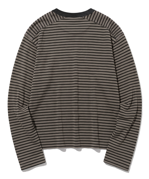 F.ILLUMINATE（フィルミネイト）の「PIGMENT ストライプ ロングスリーブ-3色（Tシャツ/カットソー・メンズ・ネイビー/ワイン/ダークグレー・LARGE/SMALL/MEDIUM）」の5枚目の写真