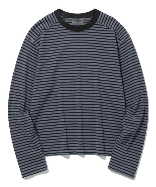 F.ILLUMINATE（フィルミネイト）の「PIGMENT ストライプ ロングスリーブ-3色（Tシャツ/カットソー・メンズ・ネイビー/ワイン/ダークグレー・LARGE/SMALL/MEDIUM）」の6枚目の写真