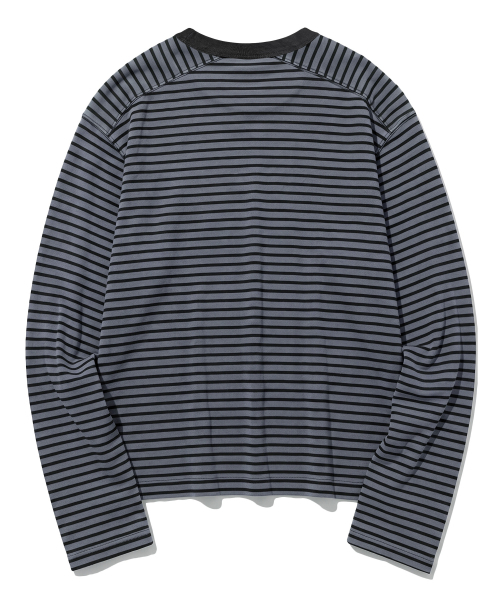 F.ILLUMINATE（フィルミネイト）の「PIGMENT ストライプ ロングスリーブ-3色（Tシャツ/カットソー・メンズ・ネイビー/ワイン/ダークグレー・LARGE/SMALL/MEDIUM）」の7枚目の写真