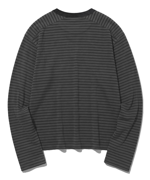 F.ILLUMINATE（フィルミネイト）の「PIGMENT ストライプ ロングスリーブ-3色（Tシャツ/カットソー・メンズ・ネイビー/ワイン/ダークグレー・LARGE/SMALL/MEDIUM）」の9枚目の写真