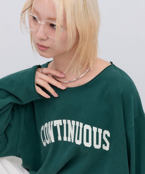 CIAOPANIC TYPY（チャオパニックティピー）の「∴ふんわりタッチカレッジロゴTee（Tシャツ/カットソー・レディース・ホワイト/オフホワイト/グリーン・ONE SIZE）」の9枚目の写真
