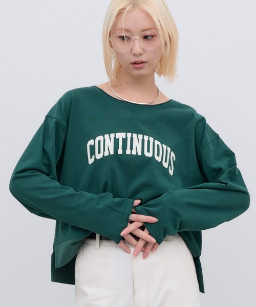 CIAOPANIC TYPY（チャオパニックティピー）の「∴ふんわりタッチカレッジロゴTee（Tシャツ/カットソー・レディース・ホワイト/オフホワイト/グリーン・ONE SIZE）」の10枚目の写真