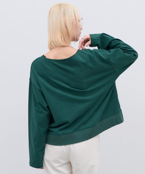 CIAOPANIC TYPY（チャオパニックティピー）の「∴ふんわりタッチカレッジロゴTee（Tシャツ/カットソー・レディース・ホワイト/オフホワイト/グリーン・ONE SIZE）」の4枚目の写真