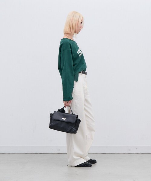 CIAOPANIC TYPY（チャオパニックティピー）の「∴ふんわりタッチカレッジロゴTee（Tシャツ/カットソー・レディース・ホワイト/オフホワイト/グリーン・ONE SIZE）」の7枚目の写真