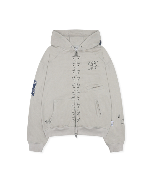 RuNaKi'Hu'(ルナキフ)の「WXJ058 コミチ 花柄配色フードジップアップ (DARK BEIGE)(パーカー・レディース・その他・1/2)」の4枚目の写真