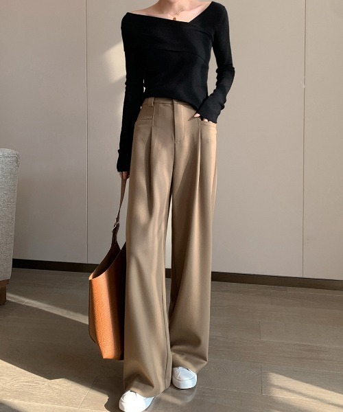 deux amour（ドゥーザムール）の「アシメカシュクールニットトップス（Tシャツ/カットソー・レディース・ブラック/アイボリー/グレー/ベージュ・FREE）」の12枚目の写真