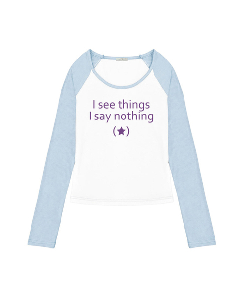 THEMORFHOUSE(ザモーフハウス)の「I SEE プリント配色 Uネック ロングスリーブ ネイビー(Tシャツ/カットソー・レディース・その他・MEDIUM)」の3枚目の写真