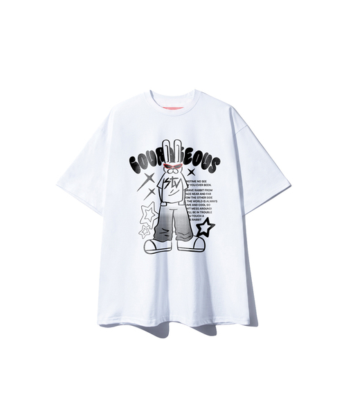 SUPERLATIVE(スーパーラティブ)の「S/P HIP RABBIT オーバーサイズ 半袖 (SOS2-5SP154)(Tシャツ/カットソー・レディース・ホワイト/ライトグレー/ブラック/ネイビー・MEDIUM/X-LARGE/LARGE)」の2枚目の写真