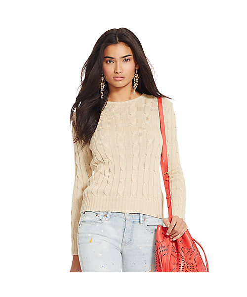 POLO RALPH LAUREN(ポロ ラルフ ローレン)の「ケーブルニット クルーネック セーター(ニット/セーター・レディース・イエロー/ナチュラル・MEDIUM/X-LARGE/X-SMALL/LARGE/SMALL)」の1枚目の写真
